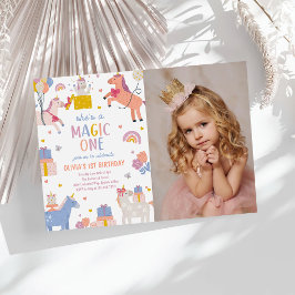 Invitación Foto de la fiesta de cumpleaños mágico de un unico