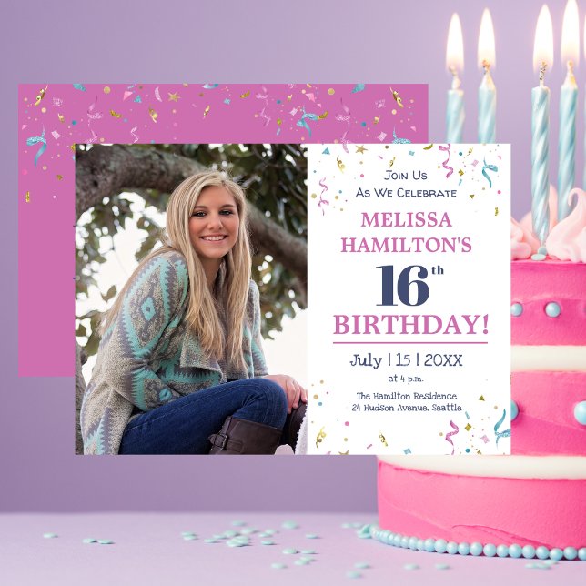 Invitación Foto de la fiesta de cumpleaños número 16 (Subido por el creador)