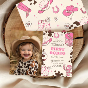 Invitación Foto de la fiesta de cumpleaños número 1 de Girl F