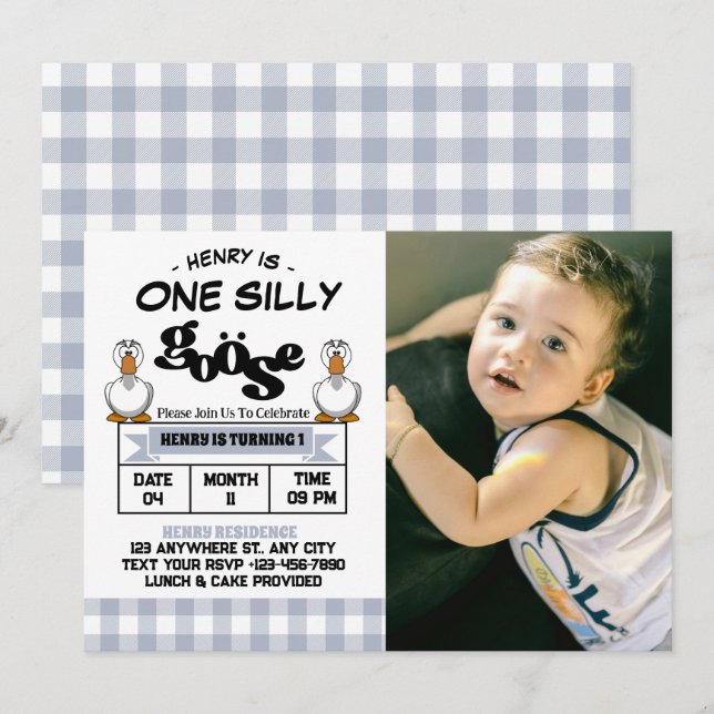 Invitación Foto de la fiesta de cumpleaños número 1 de One Si (Anverso / Reverso)
