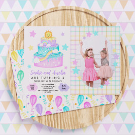 Invitación Foto de la fiesta de cumpleaños Rainbow Sisters Jo
