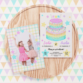 Invitación Foto de la fiesta de cumpleaños Rainbow Sisters Jo