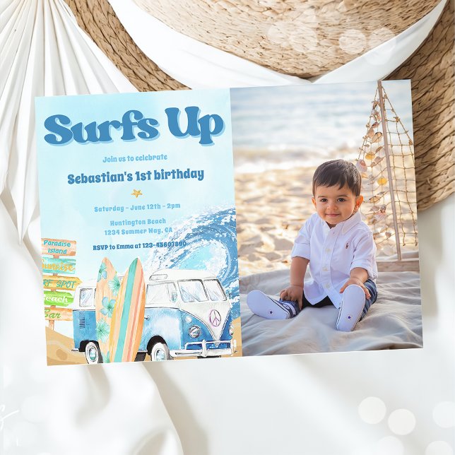Invitación Foto de la fiesta de cumpleaños Surfs Up Beach (Subido por el creador)