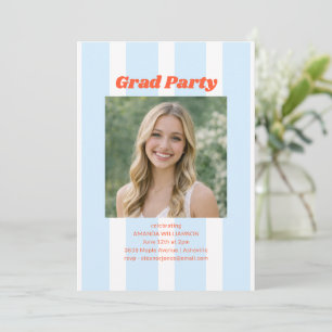 Invitación Foto de la fiesta de graduación a retro de franja 