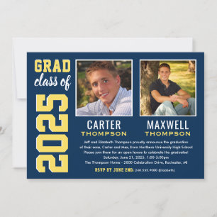 Invitación Foto de la fiesta de graduación amarilla de la Mar