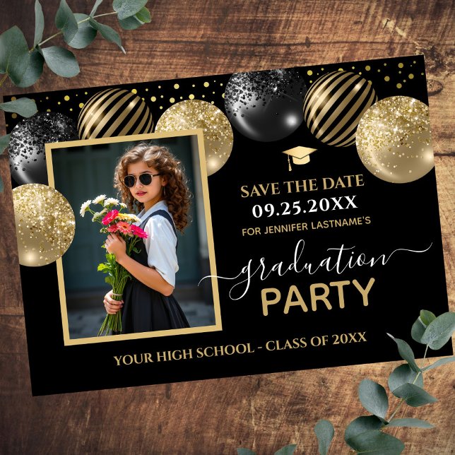 Invitación Foto de la fiesta de graduación de Black Gold Save (Subido por el creador)