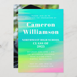 Invitación Foto de la fiesta de graduación de color de agua b