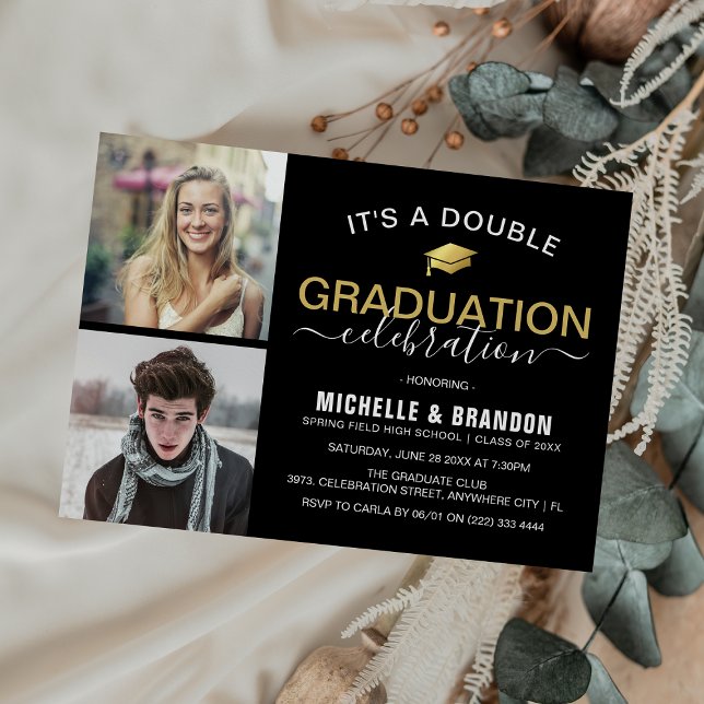 Invitación Foto de la fiesta de graduación de doble celebraci (Subido por el creador)