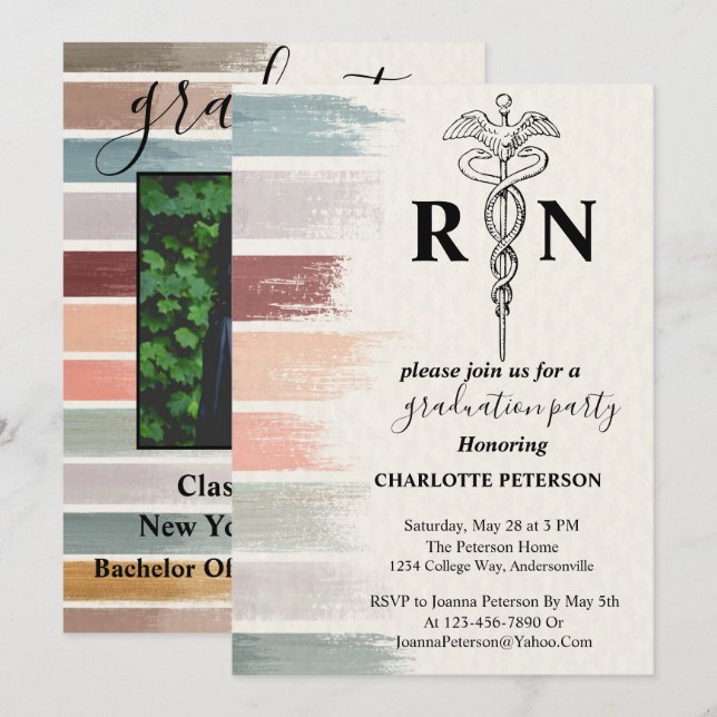 Invitación Foto de la fiesta de graduación de enfermeras acua (Anverso / Reverso)