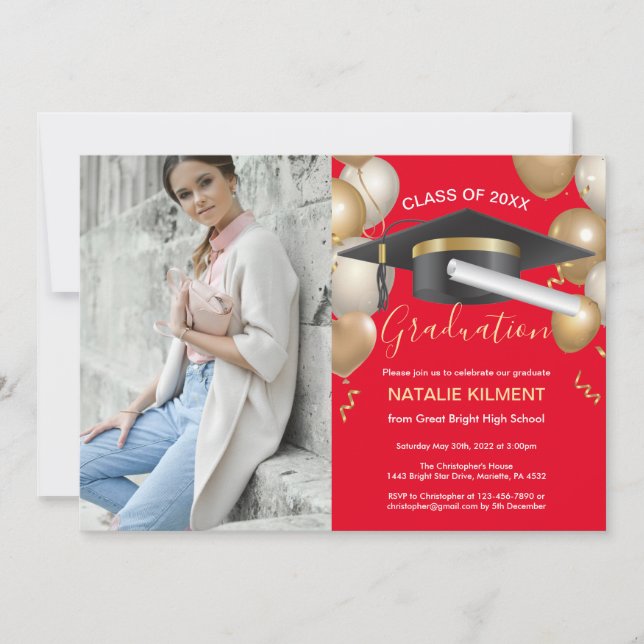 Invitación Foto de la fiesta de graduación de Graduación de G (Anverso)