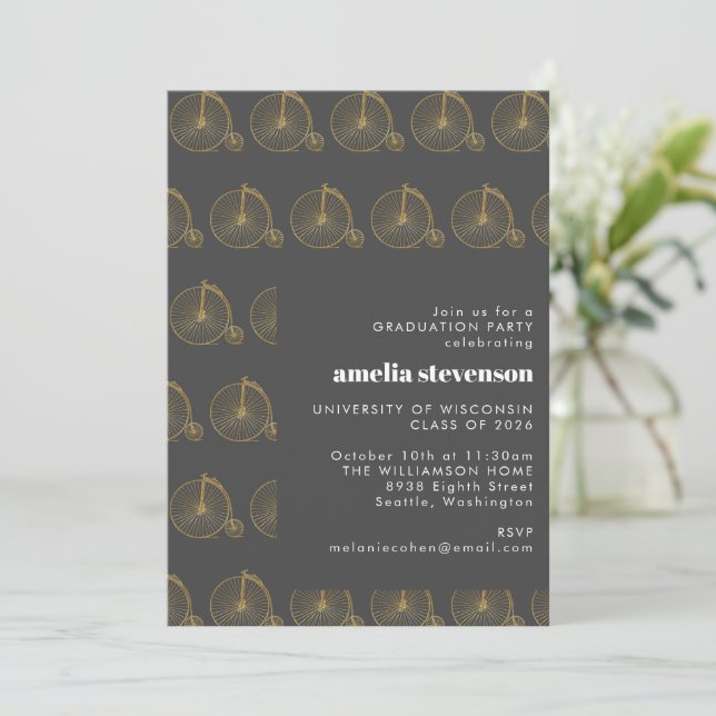 Invitación Foto de la fiesta de graduación de Hipster de Blac (Anverso de pie)