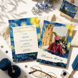 Invitación Foto de la fiesta de graduación de la noche estrel