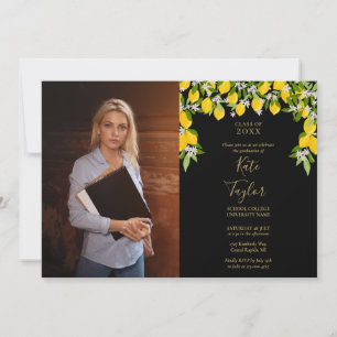 Invitación Foto de la fiesta de graduación de limones negros