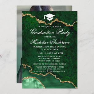 Invitación Foto de la fiesta de graduación de mármol verde ac