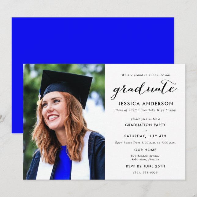 Invitación Foto de la fiesta de graduación de secundaria mode (Anverso / Reverso)