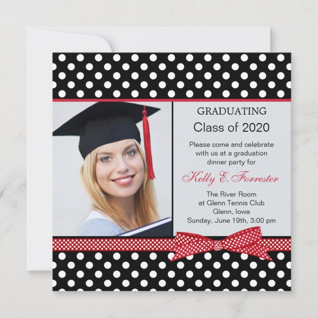 Invitación Foto de la fiesta de graduación de un punto de pol (Anverso)