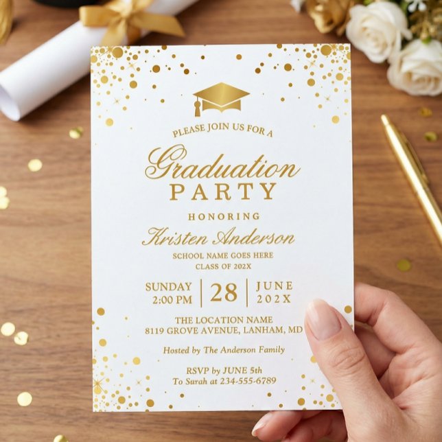 Invitación Foto de la fiesta de graduación del Confetti de or (Subido por el creador)