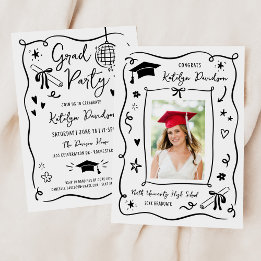 Invitación Foto de la fiesta de graduación Disco Doodle Capri