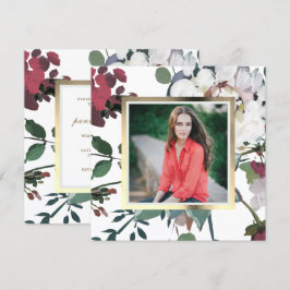 Invitación Foto de la fiesta de graduación floral de bonito y