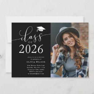 Invitación Foto de la fiesta de graduación negra de la promoc
