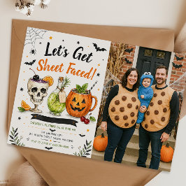 Invitación Foto de la fiesta de Halloween Let's Get Sheet Fac