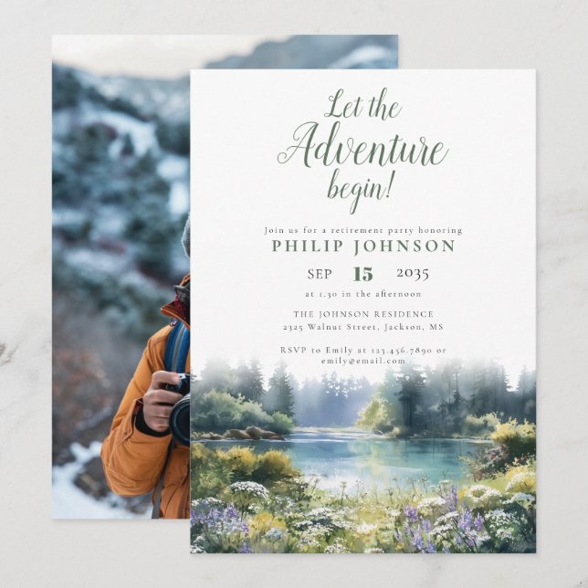 Invitación Foto de la fiesta de jubilación de Adventure Begin (Anverso / Reverso)
