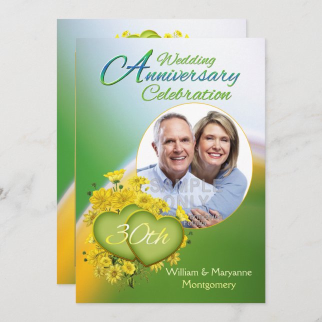 Invitación Foto de la fiesta del 30 aniversario de bodas Suns (Anverso / Reverso)