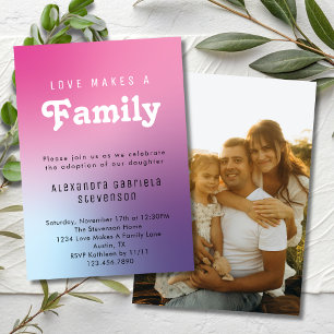 Invitación Foto de la fiesta del Día de la Adopción de Pink L
