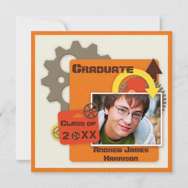 Invitación Foto de la graduación de los engranajes de Guay (Anverso)