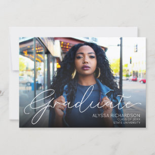 Invitación Foto de la graduación de tipografía paisajística O