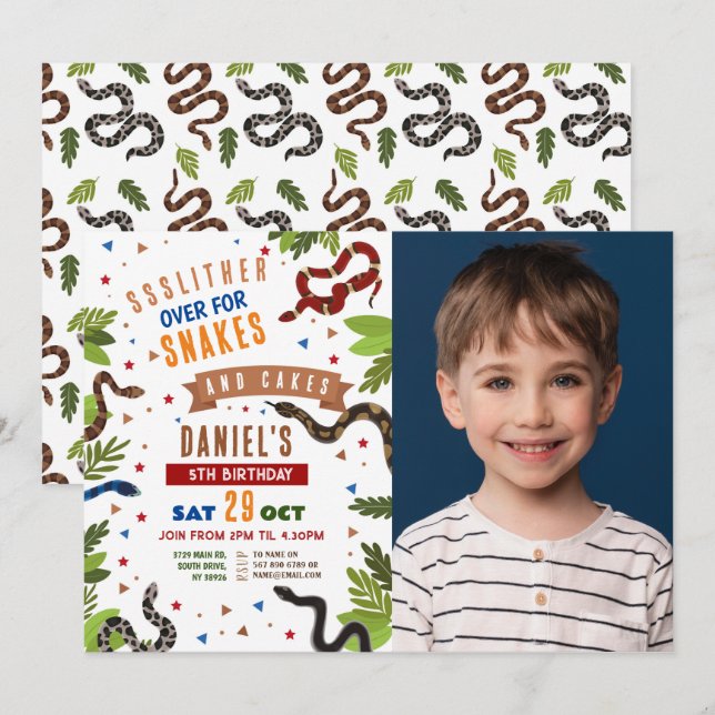 Invitación Foto de la jungla de la fiesta de cumpleaños de la (Anverso / Reverso)