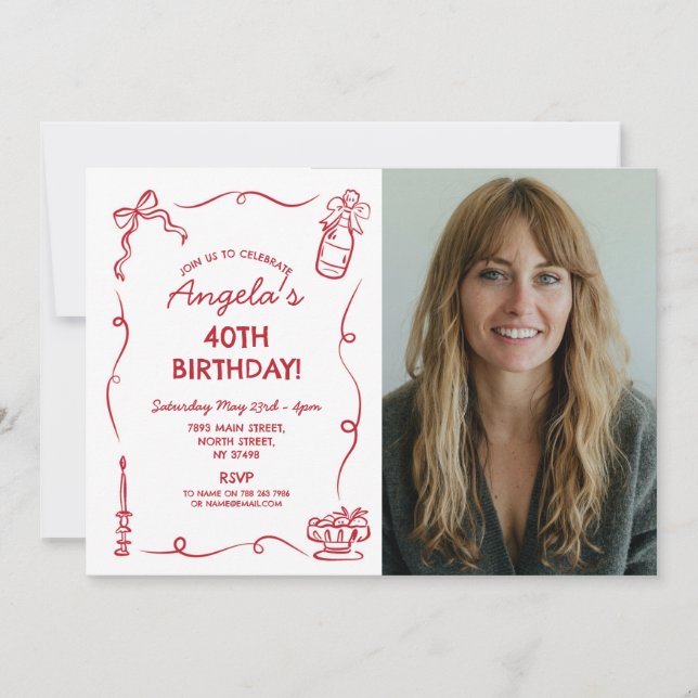 Invitación Foto de la mano caprichosa de la fiesta de cumplea (Anverso)