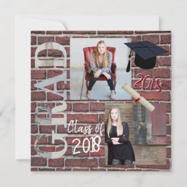 Invitación Foto de la pared de ladrillo rojo - Graduación