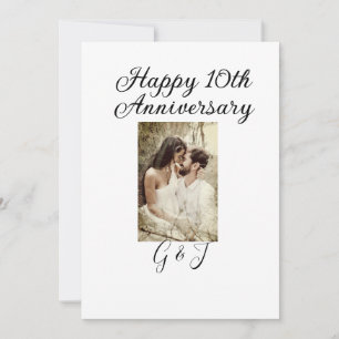 Invitación Foto de la pareja con letra de nombre en el 10º an