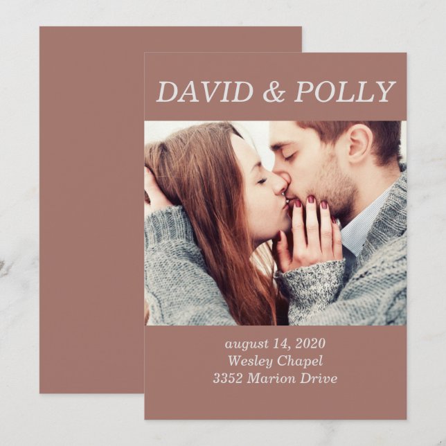 Invitación Foto de la pareja de Brown (Anverso / Reverso)