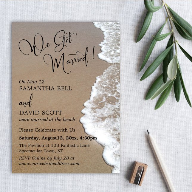 Invitación Foto De La Playa De Arena Y Espuma, Nos Casamos (Subido por el creador)
