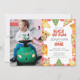 Invitación Foto de la primera fiesta de cumpleaños de Pizza