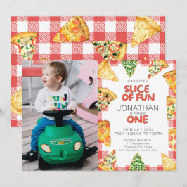 Invitación Foto de la primera fiesta de cumpleaños de Pizza