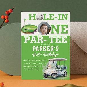 Invitación Foto de la primera fiesta de cumpleaños del golf