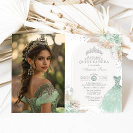 Invitación Foto de la princesa del Boho de Quinceañera de pla