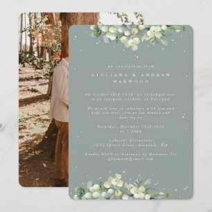 Invitación Foto de la recepción de bodas de Snowberry verde+E