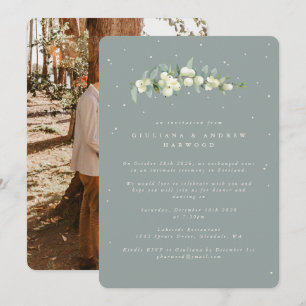 Invitación Foto de la recepción de bodas de Snowberry verde+E