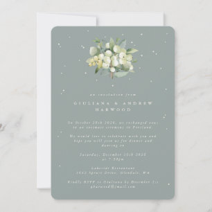 Invitación Foto de la recepción de bodas de Snowberry verde+E