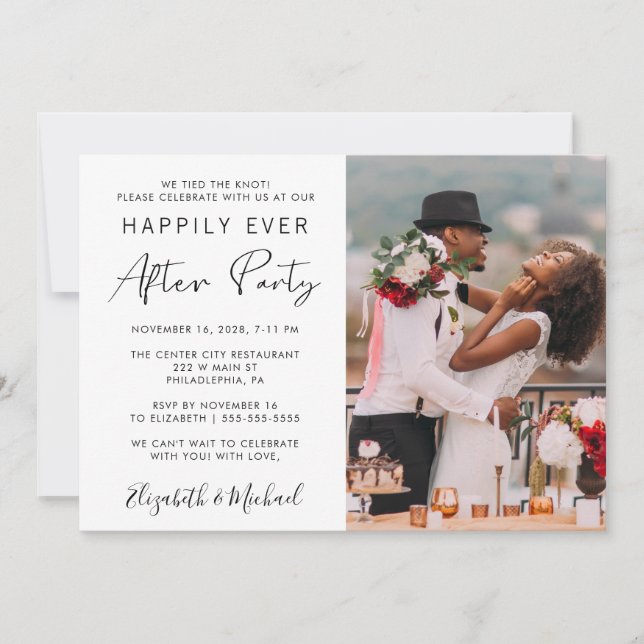 Invitación Foto de la recepción de bodas felizmente siempre d (Anverso)