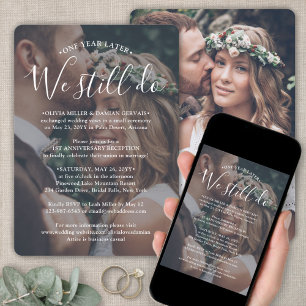 Invitación Foto de la recepción del aniversario y Boda de tex