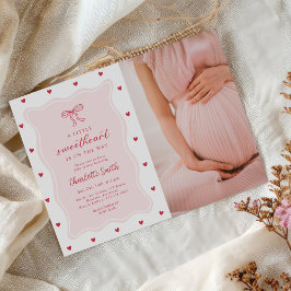 Invitación Foto de lazo de San Valentín para Baby Shower de L
