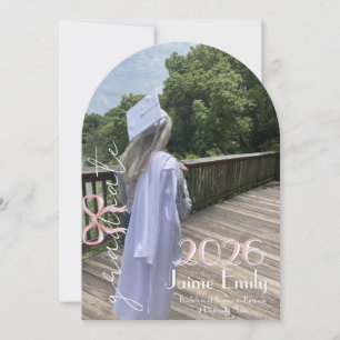Invitación Foto de lazo rosa de graduación moderna 2026