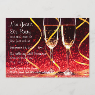 Invitación Foto de lentes de champaña - Fiesta de Nochevieja