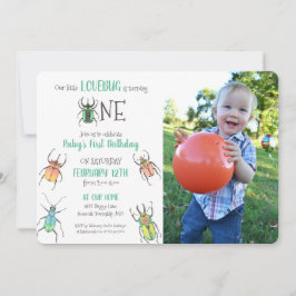 Invitación Foto de los primeros cumpleaños de los bugs de amo