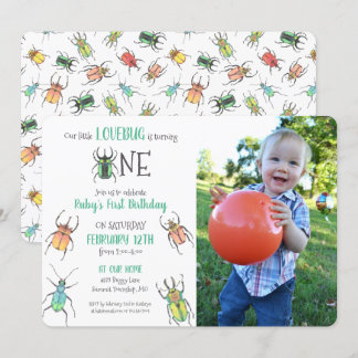Invitación Foto de los primeros cumpleaños de los bugs de amo